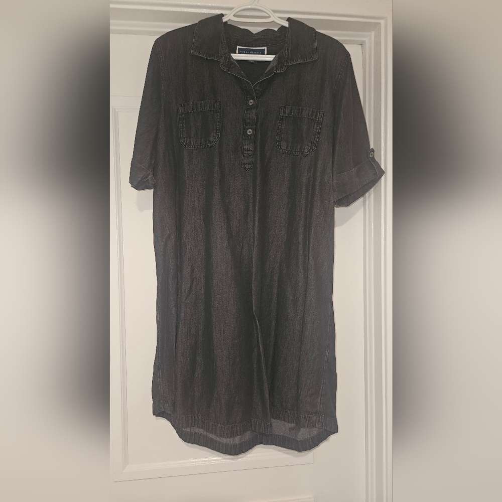 Karen Scott Charcoal Button-Up Midi Dress
